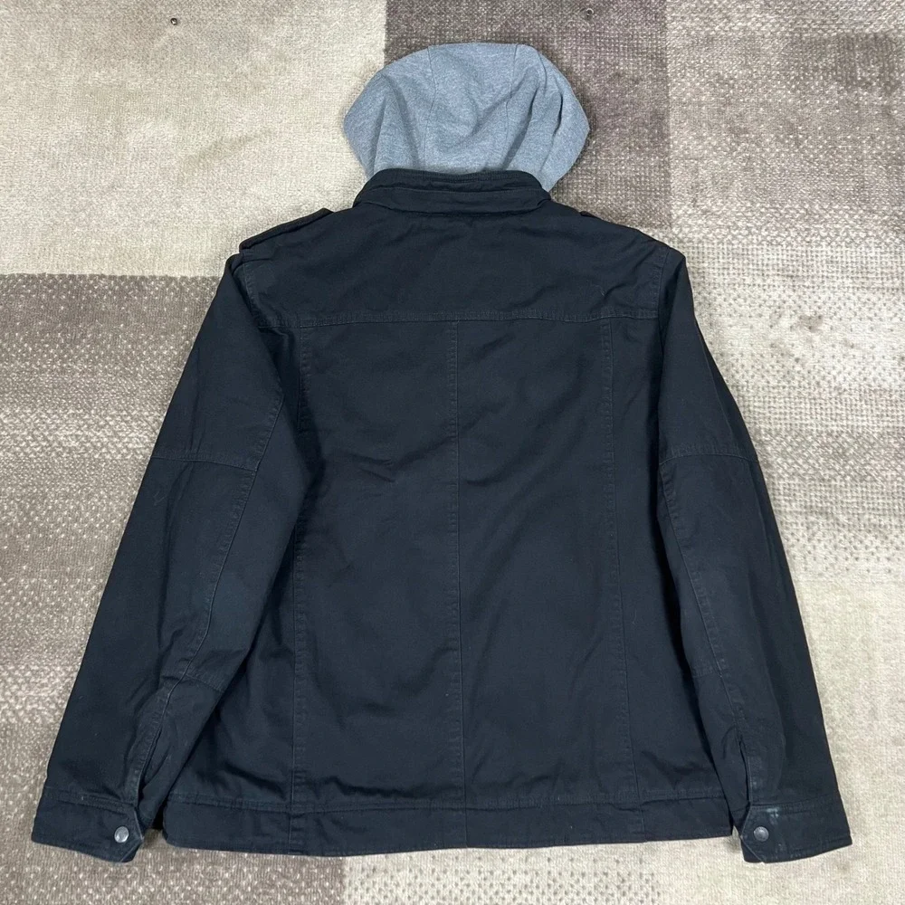 Levi's Black Cotton Hooded Utility Jacket Sherpa Lined Trucker Mens‎ Size XL